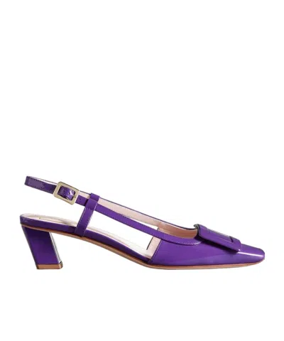 Roger Vivier Belle Vivier Patent-leather Slingback Pumps In Purple