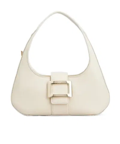 Roger Vivier Belle Vivier Mini Hobo Bag In Leather In White