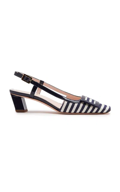 ROGER VIVIER BELLE VIVIER LEATHER-TRIM SLINGBACK PUMPS
