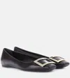 Roger Vivier Trompette Metal Buckle Ballerinas In Black Leather In Black