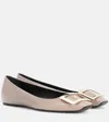 Roger Vivier Belle Vivier Leather Ballet Flats In Grey