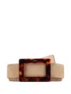 Roger Vivier Turtle Buckle Suede Finish Adjustable Belt In Neutral