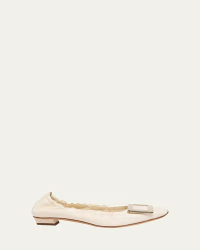ROGER VIVIER BELLE VIVIER LEATHER BUCKLE BALLERINA FLATS