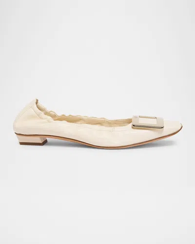 ROGER VIVIER BELLE VIVIER LEATHER BUCKLE BALLERINA FLATS