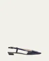 Roger Vivier Belle Vivier Leather Buckle Kitten-heel Slingback Pumps In Blue