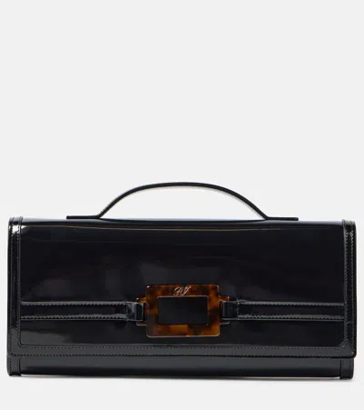 Roger Vivier Belle Vivier Leather Clutch In Black