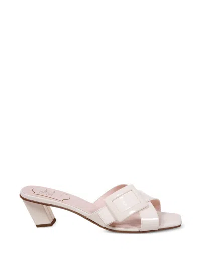 Roger Vivier Belle Vivier Leather Mules In White