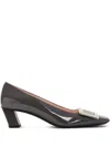 Roger Vivier Belle Vivier Patent Pumps With Metal Buckle In Grey