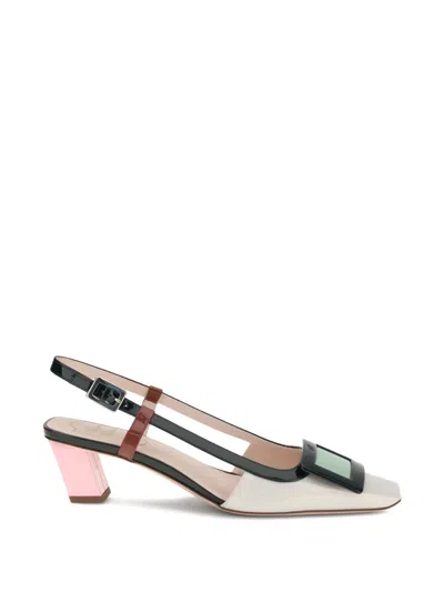 Roger Vivier 45mm Belle Vivier Patent Leather Lacquered Buckle Slingback Pumps In Multi