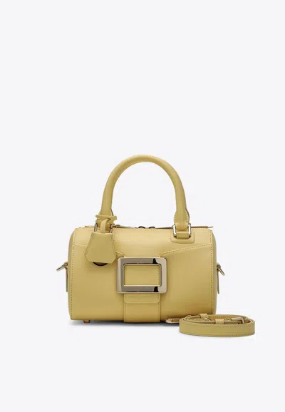 Roger Vivier Belle Vivier Leather Top Handle Bag In Yellow