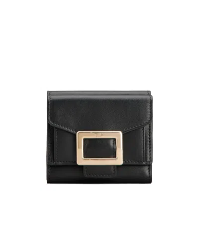 Roger Vivier Belle Vivier Leather Wallet In Black