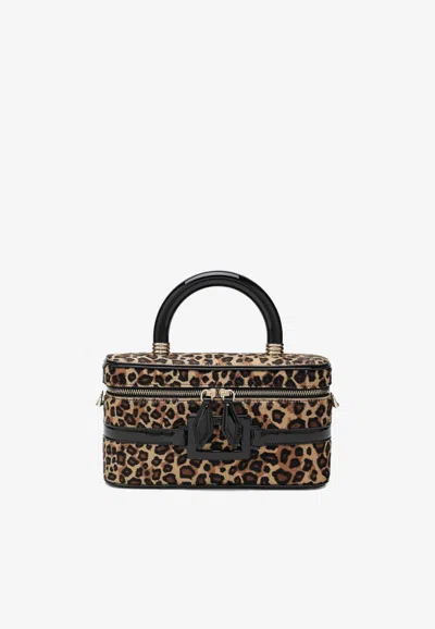 Roger Vivier Belle Vivier Leopard Print Vanity Bag In Brown