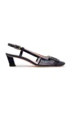 Roger Vivier Belle Vivier Mesh Buckle Slingback Pumps In Blue Navy