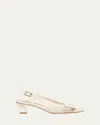 Roger Vivier Belle Vivier Mesh Buckle Slingback Pumps In Bianco