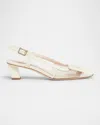 Roger Vivier Belle Vivier Mesh Buckle Slingback Pumps In Bianco