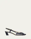 Roger Vivier Belle Vivier Mesh Buckle Slingback Pumps In Blue Navy