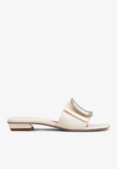 ROGER VIVIER BELLE VIVIER METAL BUCKLE MULES IN PATENT LEATHER