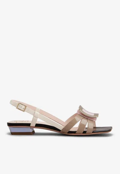 Roger Vivier Belle Vivier Metal Buckle Sandals In Patent Leather In Multicolor