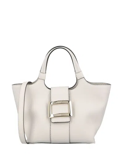 Roger Vivier Belle Vivier Mini Leather Tote In White