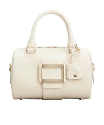 Roger Vivier Belle Vivier Mini Patent Leather Bowling Bag In Nude