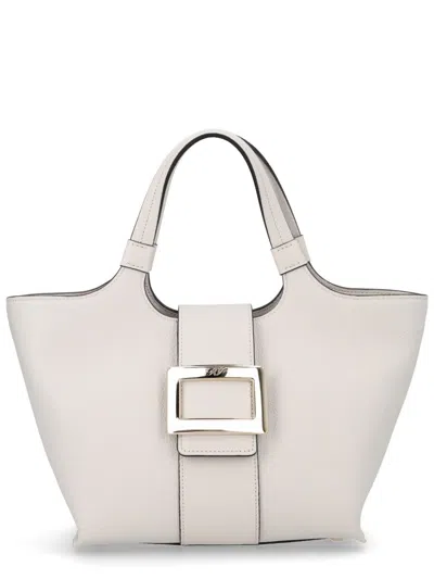 Roger Vivier Belle Vivier Mini Shopping Bag In Leather Woman In White