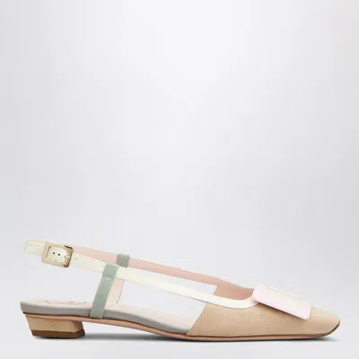 Roger Vivier Belle Vivier Mini Slingback Ballet Flats In Suede In Neutral