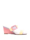 Roger Vivier 60mm Belle Vivier Colorblock Patent Leather Wedge Mules In Brown