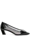 Roger Vivier Belle Vivier 45 Leather-trimmed Mesh Pumps