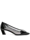 Roger Vivier Belle Vivier 45 Leather-trimmed Mesh Pumps In Black