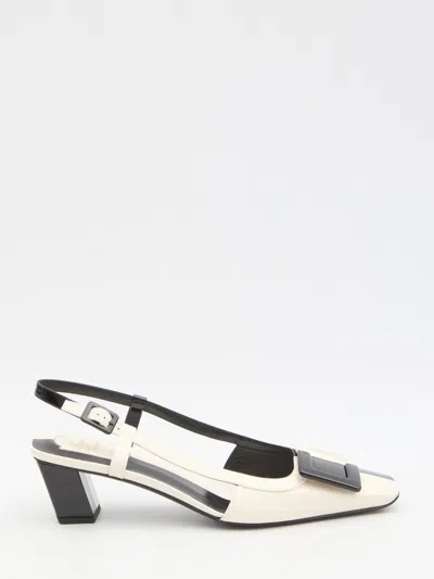 Roger Vivier Bv Optical Patent Leather Slingback Pumps In Black,white