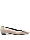 Roger Vivier Belle Vivier Patent-leather Ballet Flats In Beige