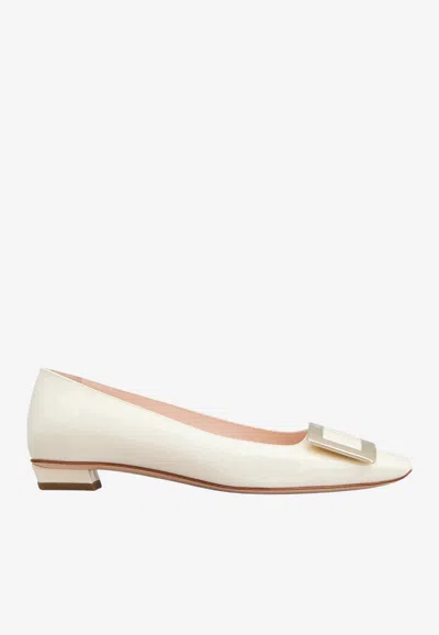 Roger Vivier Belle Vivier Patent Leather Ballet Flats In Neutral