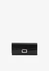 Roger Vivier Patent Leather Belle Vivier Wallet On Chain In Black