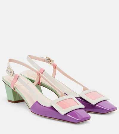 Roger Vivier Belle Vivier Patent Leather Slingback Pumps In Multi