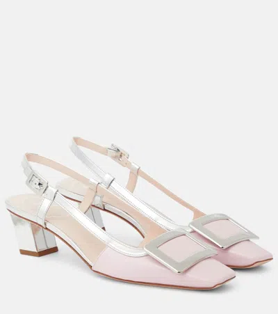 Roger Vivier Belle Vivier Patent Leather Slingback Pumps In Pink