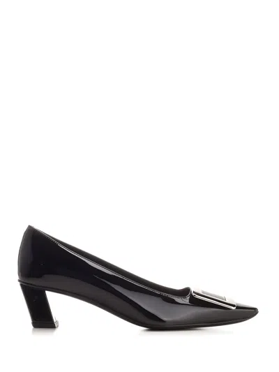 Roger Vivier Belle Vivier Patent  With Metal Buckle Pumps Black