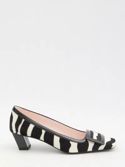 Roger Vivier Belle Vivier Patent Leather-trimmed Pony Hair Pumps In Black,white