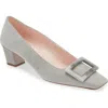 Roger Vivier Belle Vivier 45 Metal Buckle Pumps In Patent Leather In Grigio Chiaro
