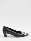 Roger Vivier Belle Vivier Patent Pumps With Metal Buckle In Black