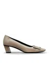 Roger Vivier Pointed Toe Pumps With Low Block Heel And Patent Finish In Brown