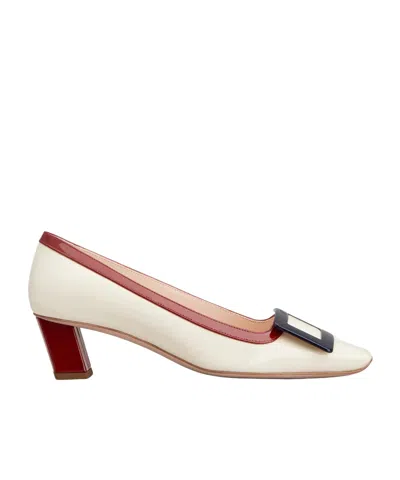 Roger Vivier Belle Vivier Pumps In Patent Leather In Gray White, Red