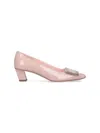 Roger Vivier Trompette Metal Buckle Pumps In Patent Leather In Pink
