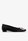 Roger Vivier Belle Vivier Satin Ballet Flats In Black