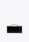 Roger Vivier Belle Vivier Shiny Leather Clutch In Black