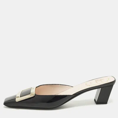 Pre-owned Roger Vivier Belle Vivier Size 39 Black Patent Leather Mules