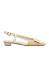 Roger Vivier Belle Vivier Braided Slingbacks In Beige