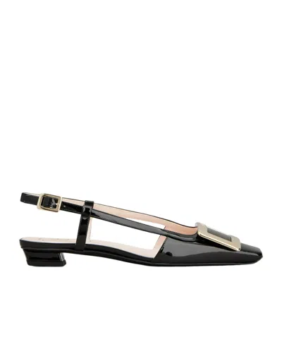 Roger Vivier Belle Vivier Slingback Ballerinas In Patent Leather In Black