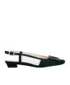 Roger Vivier Belle Vivier Slingback Ballerinas In Suede In Green