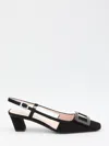 Roger Vivier Chic Slingback With Block Heel And Square Buckle In Black