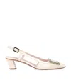 Roger Vivier Belle Vivier 45 Slingback Pumps In Patent Leather In Beige
